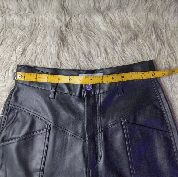 Zara Black Faux Leather 80's Corsy Pants Size 2 - Picture 14 of 16